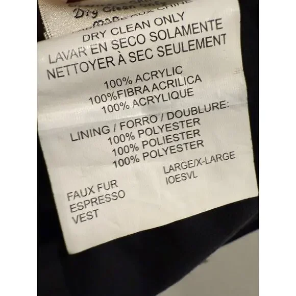 Isabella’s Journey Brown Faux Fur Sleeveless Vest XL Expresso Brown Zipper - Picture 5 of 6